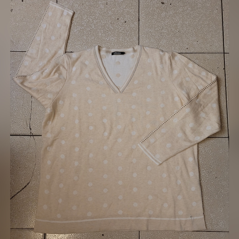 Olsen cotton blend V-neck women’s Sweater Made In German Siz US 16-XL